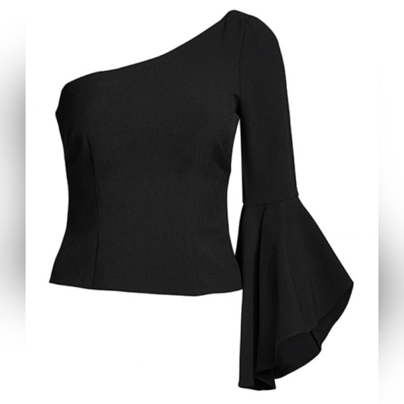 Eliza J One Shoulder Fitted Top with Bell Sleeve Size 6 - New With Tags - Picture 5 of 7